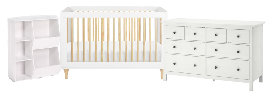 Babyletto Lolly crib with IKEA dresser for gender-neutral nursery