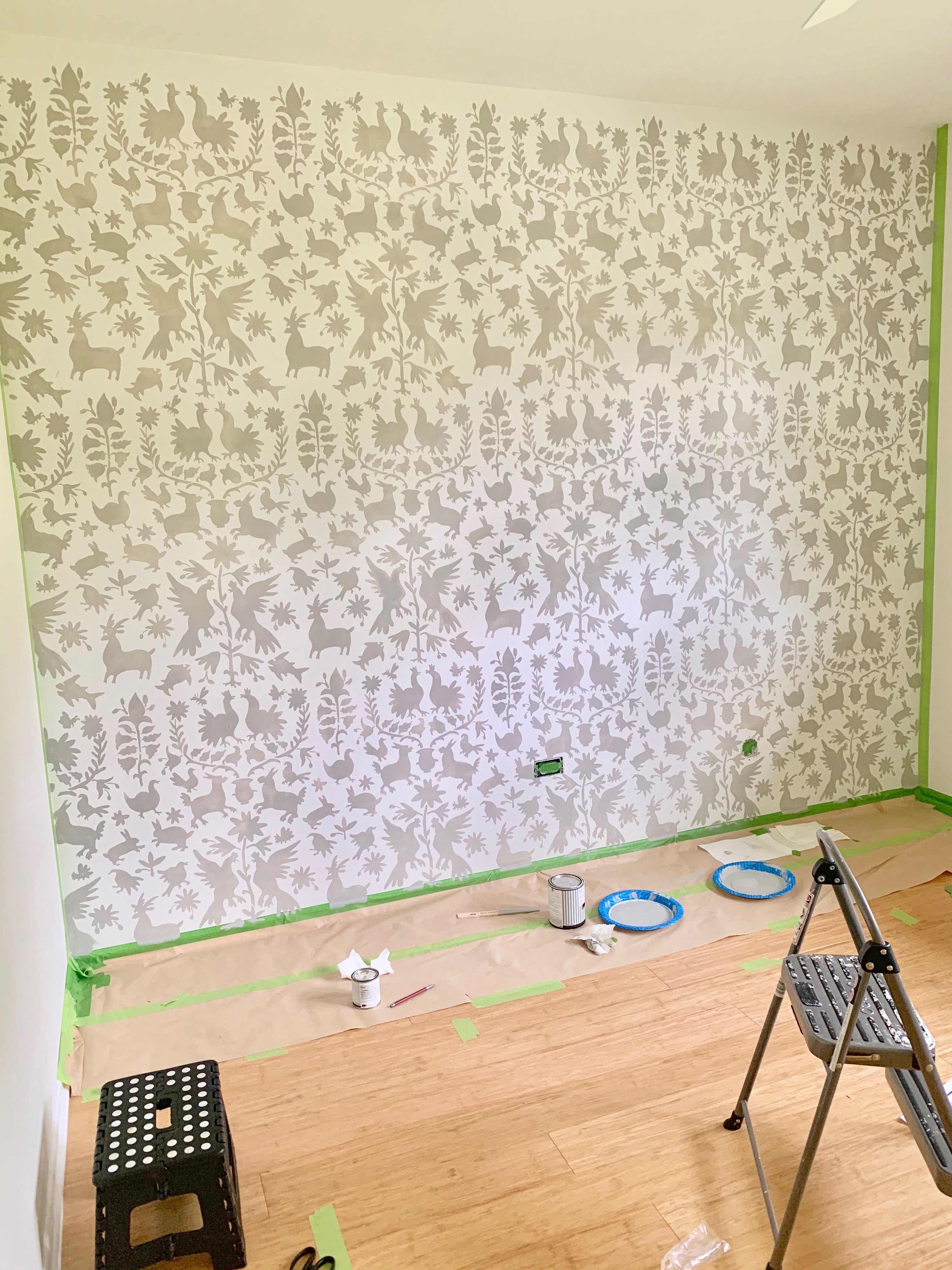 Tools for stenciling accent wall