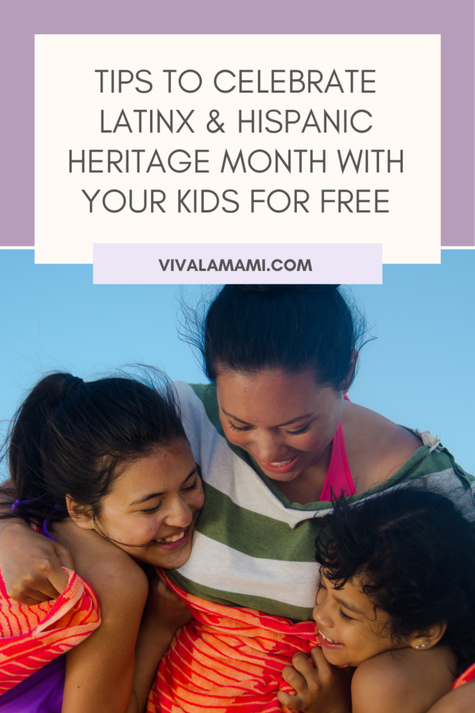 Latina mom celebrating hispanic heritage month with kids